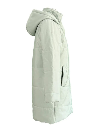 Dam Kappa Lång Med Huva och Dragkedja i Värmande Material-2