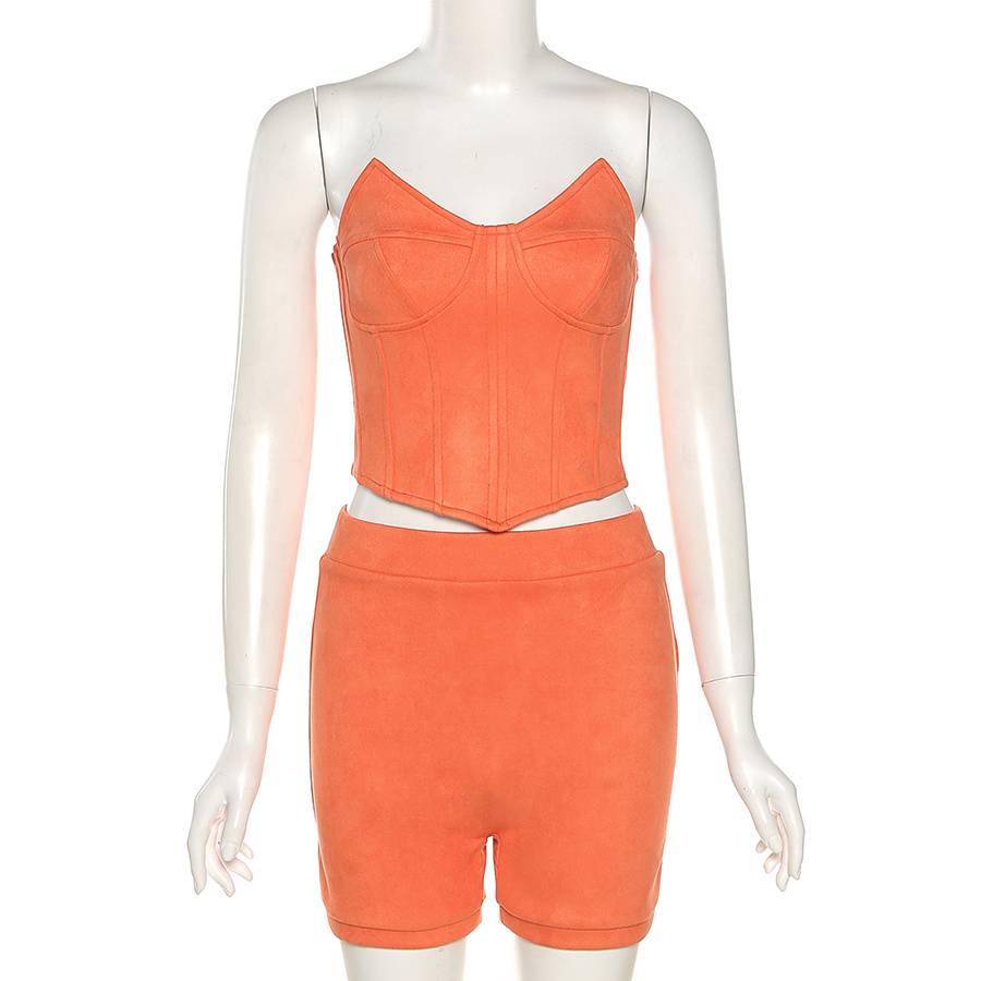 Dam Shorts Set Velour med Flexibelt Midjeband-5