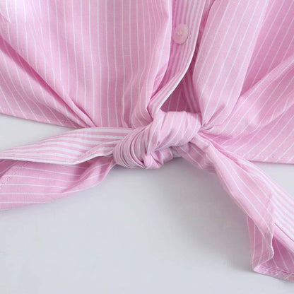 Herrskjorta Kortärmad Randig Bomull och Polyester-6