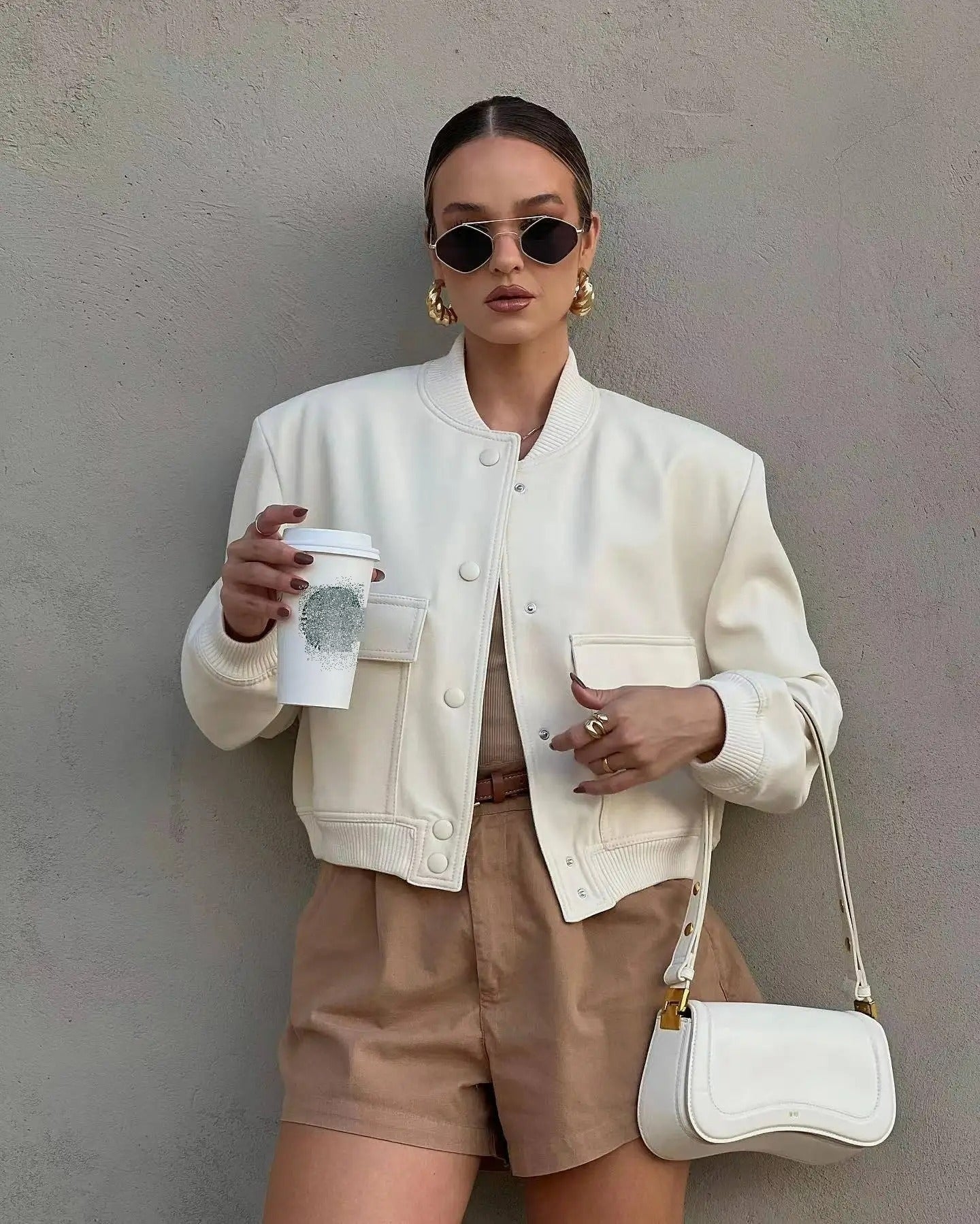 Damjacka Höststil Elegant Polyester med Praktiska Fickor-2