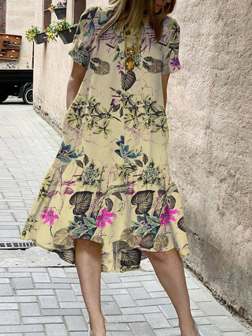 Kvinnors Midi Klänning Bohemisk Tryckad Polyester-1