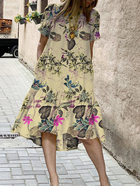 Kvinnors Midi Klänning Bohemisk Tryckad Polyester-1