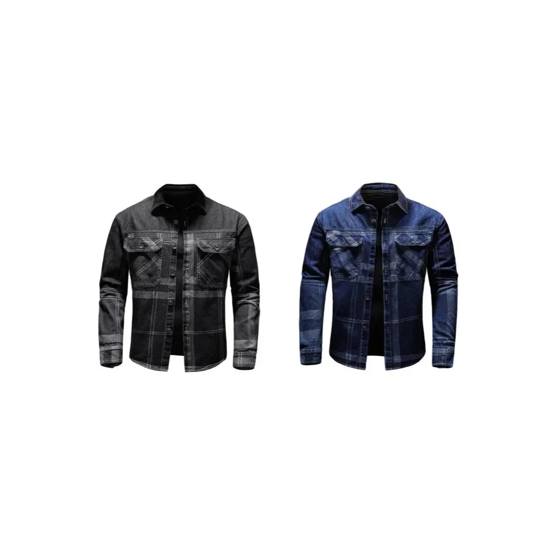 Herrskjorta Klassisk Carom-Mönster Mjuk Bomull-5