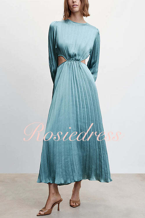 Maxiklänning Dam Långa Ärmar Utskuren Midja Bomull Polyester-2