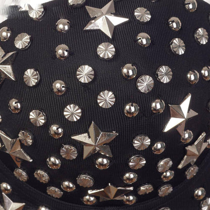Dam Crop Top med Spaghetti Band och Nitar Polyester Spandex-4