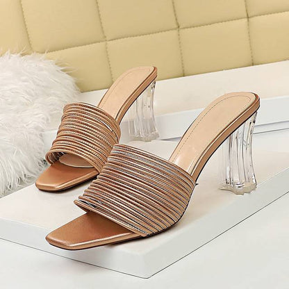 Dam Sandaler Hög Klack Plattform PU-Läder-6