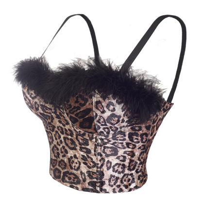 Dam Bustier med Fjädrar i Bomullsblandning-2