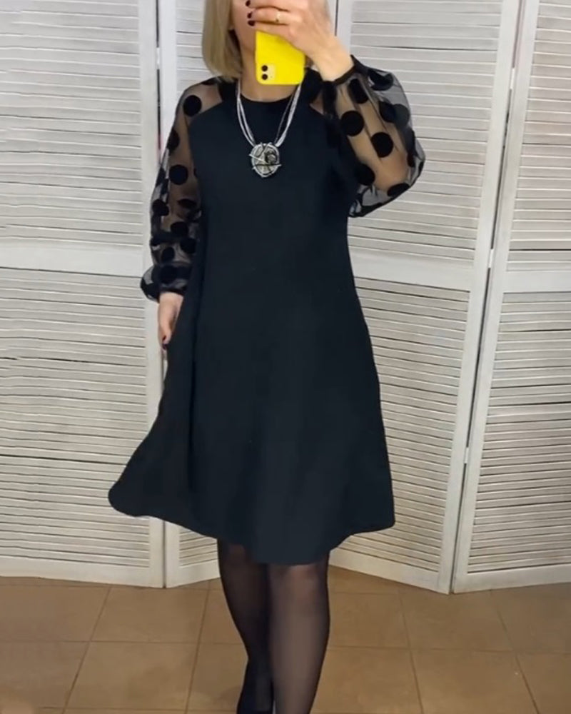 Variant image for Dam Klänning A-line med Spets Detaljer och Cirkulär Halsringning-1