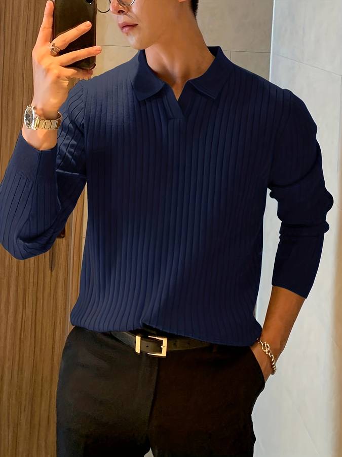 Variant image for Herr Polo Skjorta Långärmad Avslappnad 100% Bomull-9