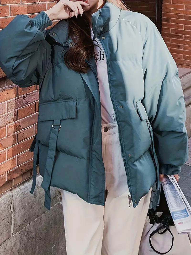 Variant image for Dam Vinterjacka Lång Dragkedja Polyester Modern Värmande Design-1