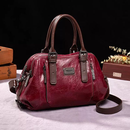Dam Läderväska Vintage Elegant Design med Justerbara Bältesfästen och Praktiska Fickor 1