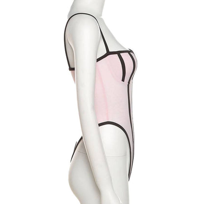 Dam Bodysuit Randig Ärmlös Spaghetti Band Polyester Spandex 4