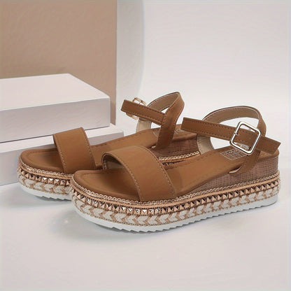 Kvinnors Plattformssandaler Justerbara Remmar Syntetmaterial 6