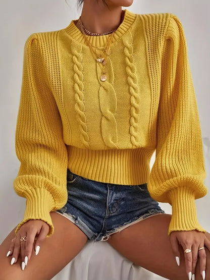 Kvinnors Tröja Vridmönster Mjuk Material Cirkulär Halsringning-5