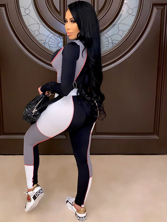 Dam Långärmad Topp och Byxor Polyester Spandex-2