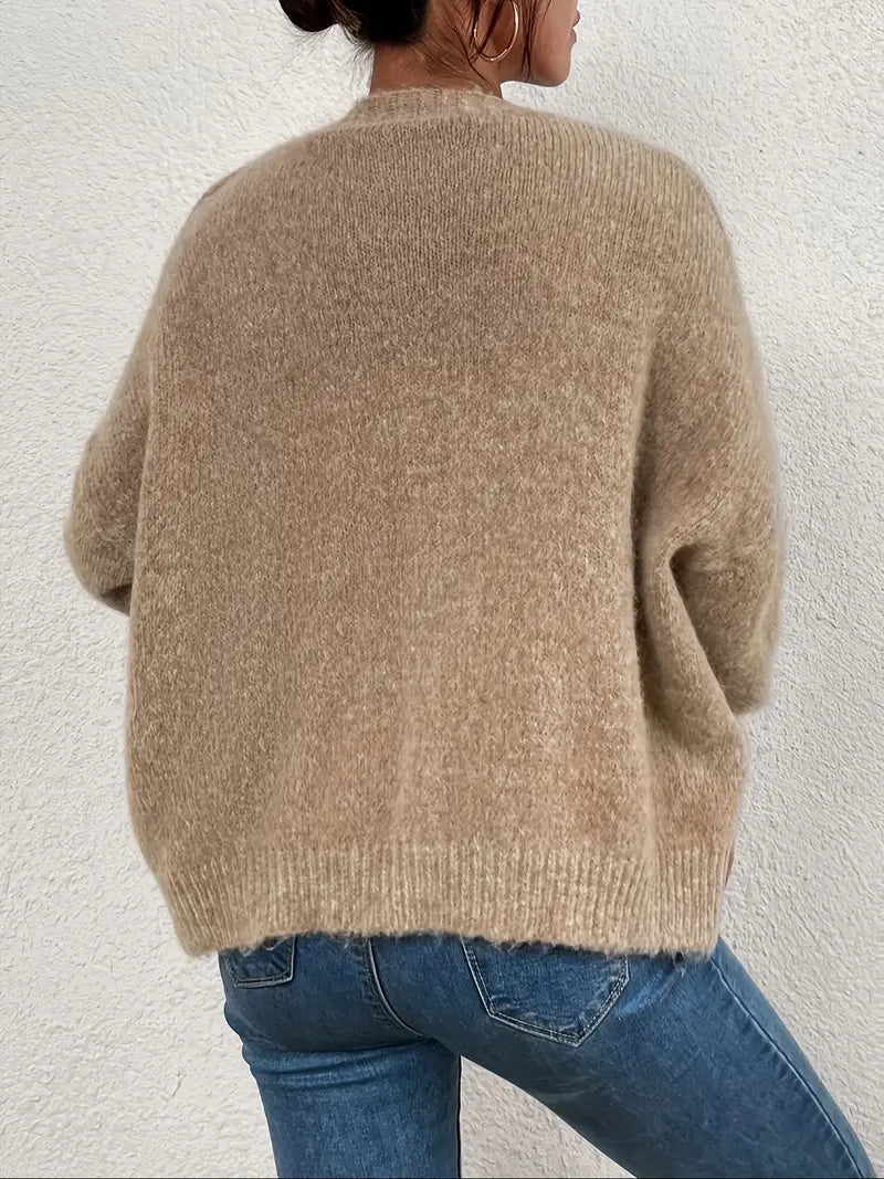 Dam Lång Kofta Mysig Ull för Höst och Vinter 4