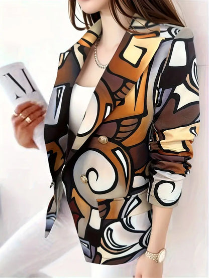 Damblus Tecknad Utskrift Dubbel Rad Knappar Högkvalitativt Tyg 4