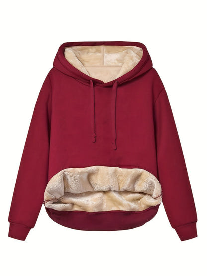 Dam Hoodie Fleece Varm och Bekväm-4