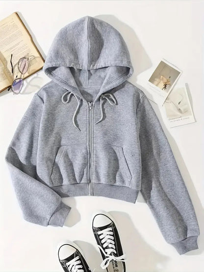 Variant image for Dam Crop Hoodie Trendig Mjuk Material-4