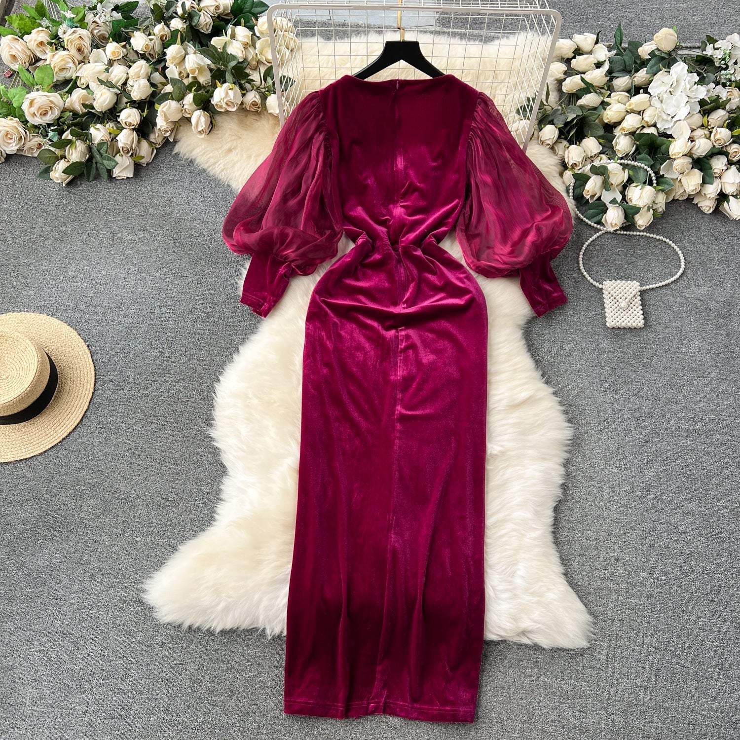 Maxi Klänning Dam Retro Stil Polyester Ärmlös Elegant 4