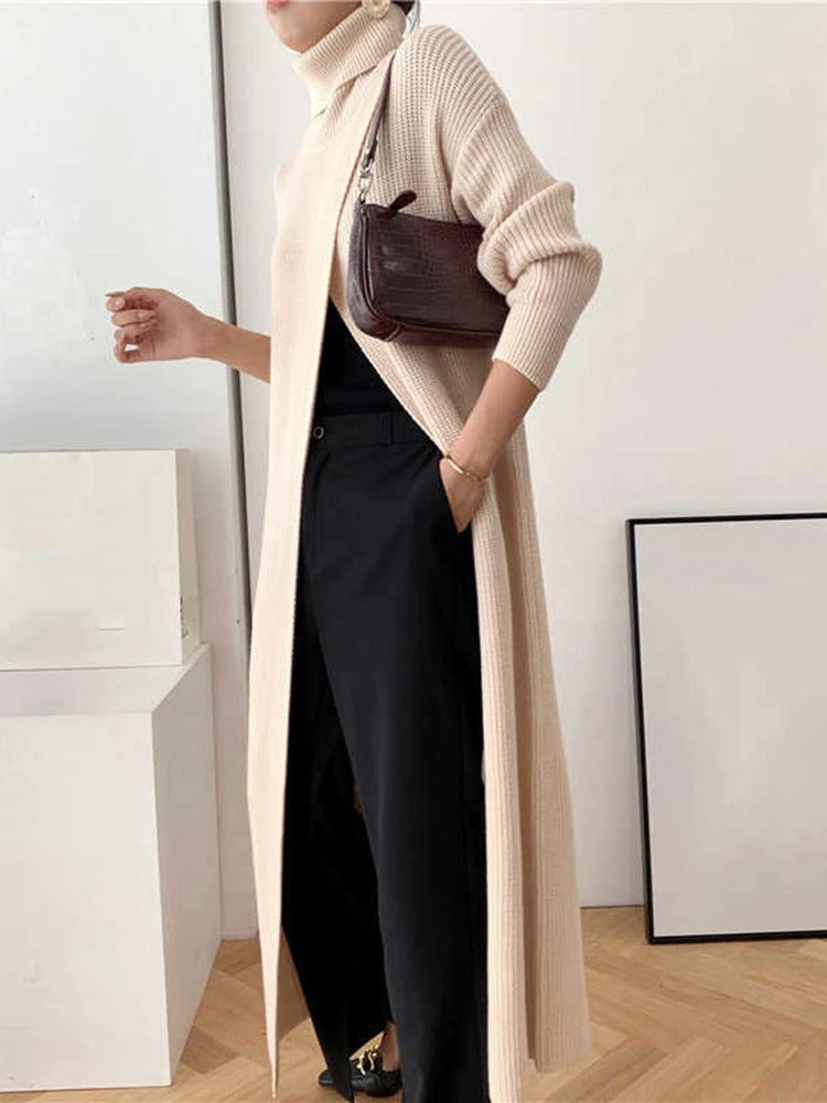 Dam Stickad Tröja med Delad Hem Mjuk och Komfortabel Design 3