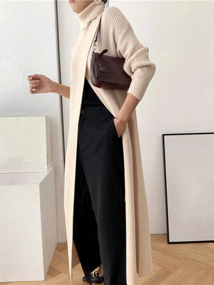 Dam Stickad Tröja med Delad Hem Mjuk och Komfortabel Design 3