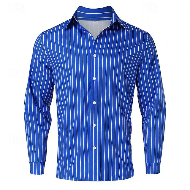 Herrskjorta Klassisk Randig 100% Bomull Elegant Stil-2