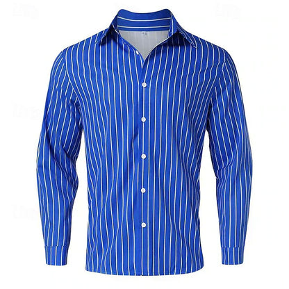 Herrskjorta Klassisk Randig 100% Bomull Elegant Stil-2