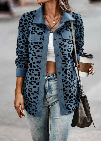 Leopardmönstrad Damjacka i Modern Design av Polyester – Trendig Jacka för Vardag och Fest 5