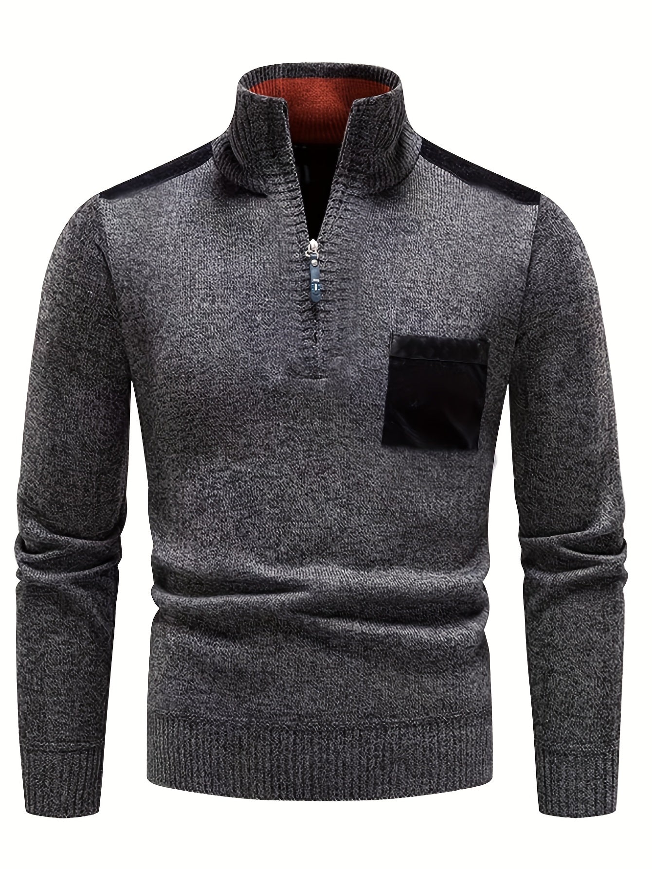 Dam Tröja Färgblockdesign med Kvart Blixtlås och Stand-Up Krage i Flexibelt Tyg-3