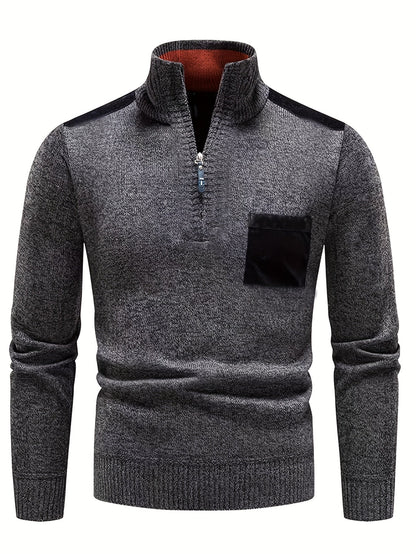 Dam Tröja Färgblockdesign med Kvart Blixtlås och Stand-Up Krage i Flexibelt Tyg-3