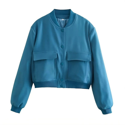 Dam Höstjacka Modern Design Polyester med Praktiska Fickor-5