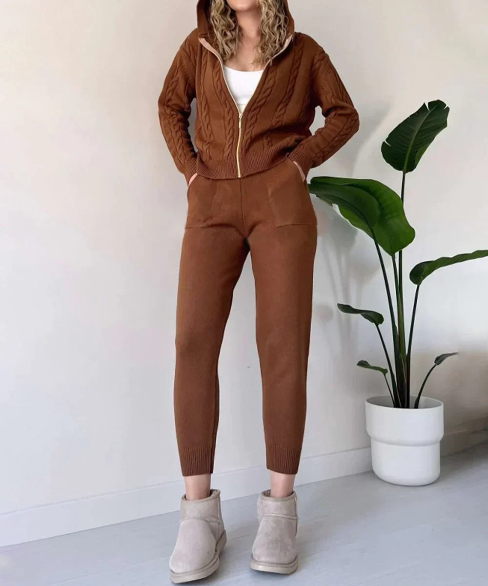 Variant image for Damset Twist-Jacquard Tröja och Kofta Teddy-tyg-11