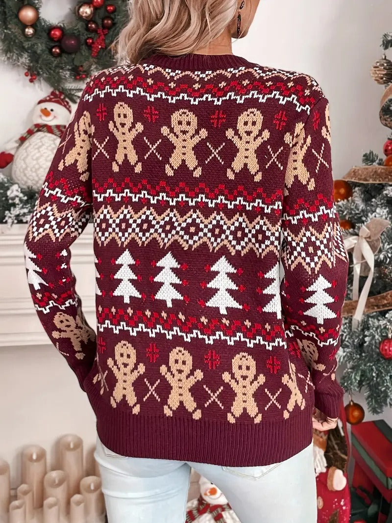 Kvinnors Jultröja Festlig Ren Design Mjuk Akryl-3