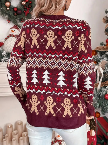 Kvinnors Jultröja Festlig Ren Design Mjuk Akryl-3