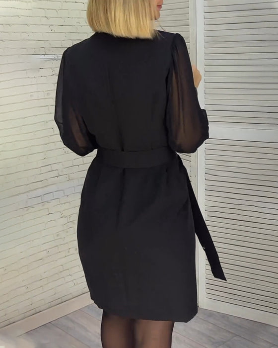 Dam Klänning Tunika V-hals Högkvalitativt Tyg-4