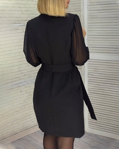 Dam Klänning Tunika V-hals Högkvalitativt Tyg-4