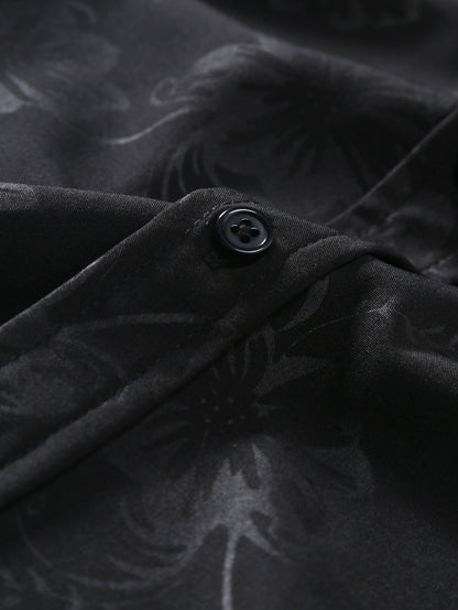 Herrskjorta Klassisk Satin Polyester Elegant Komfortabel-6