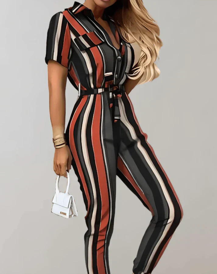 Variant image for Dam Jumpsuit Med Knappstängning och Midjebälte Högkvalitativt Tyg-15