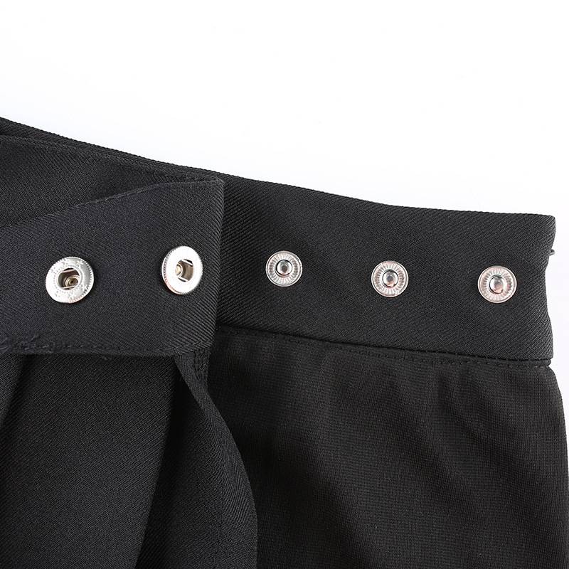 Dam Asymmetrisk Kjol med Nitar Polyester och Spandex-6