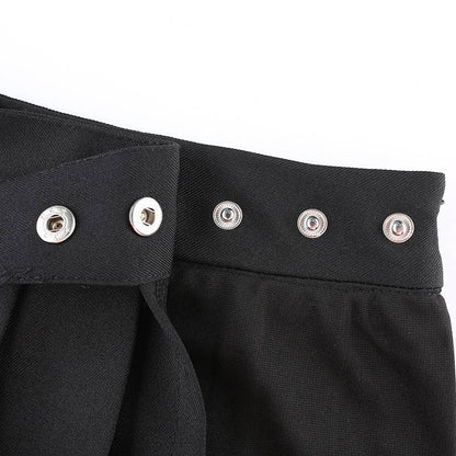 Dam Asymmetrisk Kjol med Nitar Polyester och Spandex-6