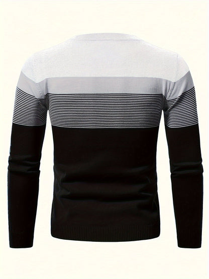 Randig Herrtröja R-Halsringning Medelstort Stretchigt Tyg-2