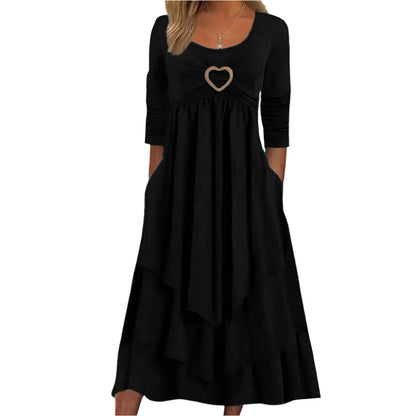 Variant image for Kvinnors Lagerklänning med Hjärtdetalj Skiktad Högkvalitativt Tyg-13