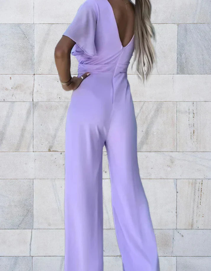 Variant image for Dam Jumpsuit Djup V-ringning Kortärmad Högkvalitativt Tyg-1