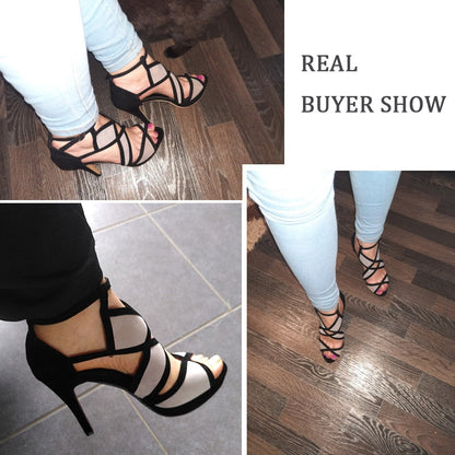 Kvinnors Sandaler Plattform Peep Toe Velour-6