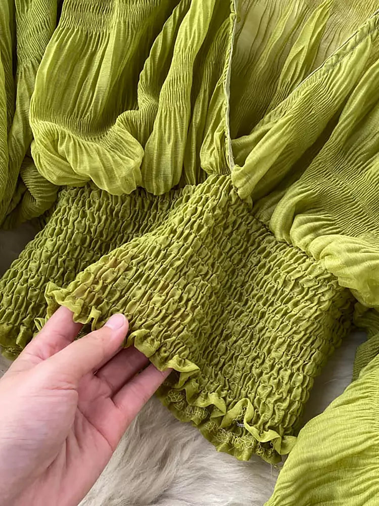 Dam Blus V-hals Chiffong Långa Ärmar Trendig Stil-3