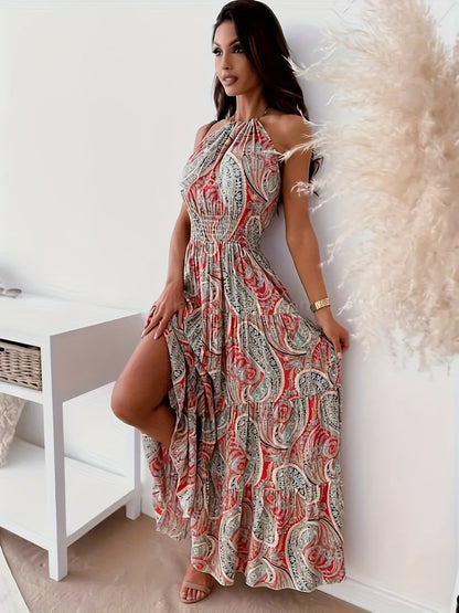 Dam Maxiklänning Stropplös Blommig Polyester För Sommar-3