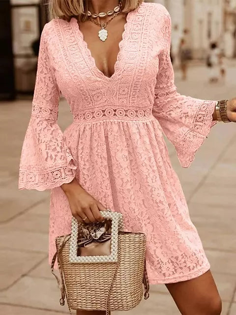 Variant image for Dam Miniklänning V-ringning Spets 90% Nylon 10% Spandex-6