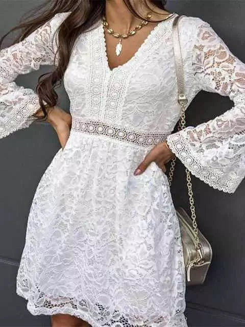 Variant image for Dam Miniklänning V-ringning Spets 90% Nylon 10% Spandex-17