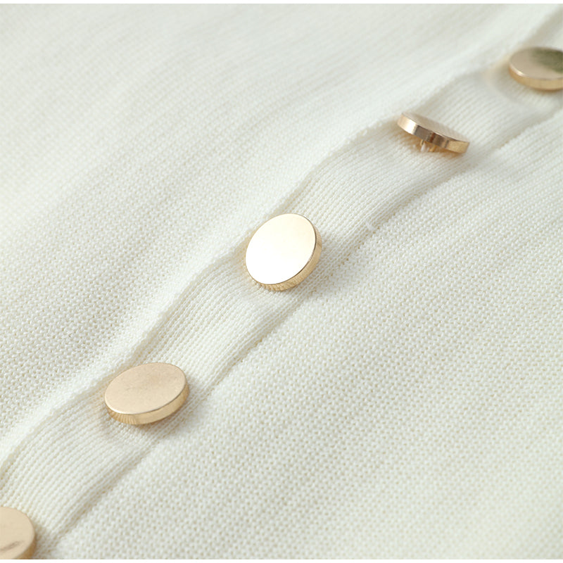 Kvinnors Långärmad Klänning Knappstängning Polyester Smal Passform-4